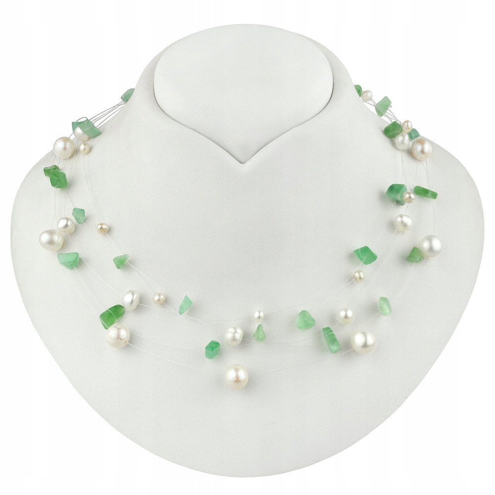 Náhrdelník Z Pravých Perel A Achátu Na Vlasci