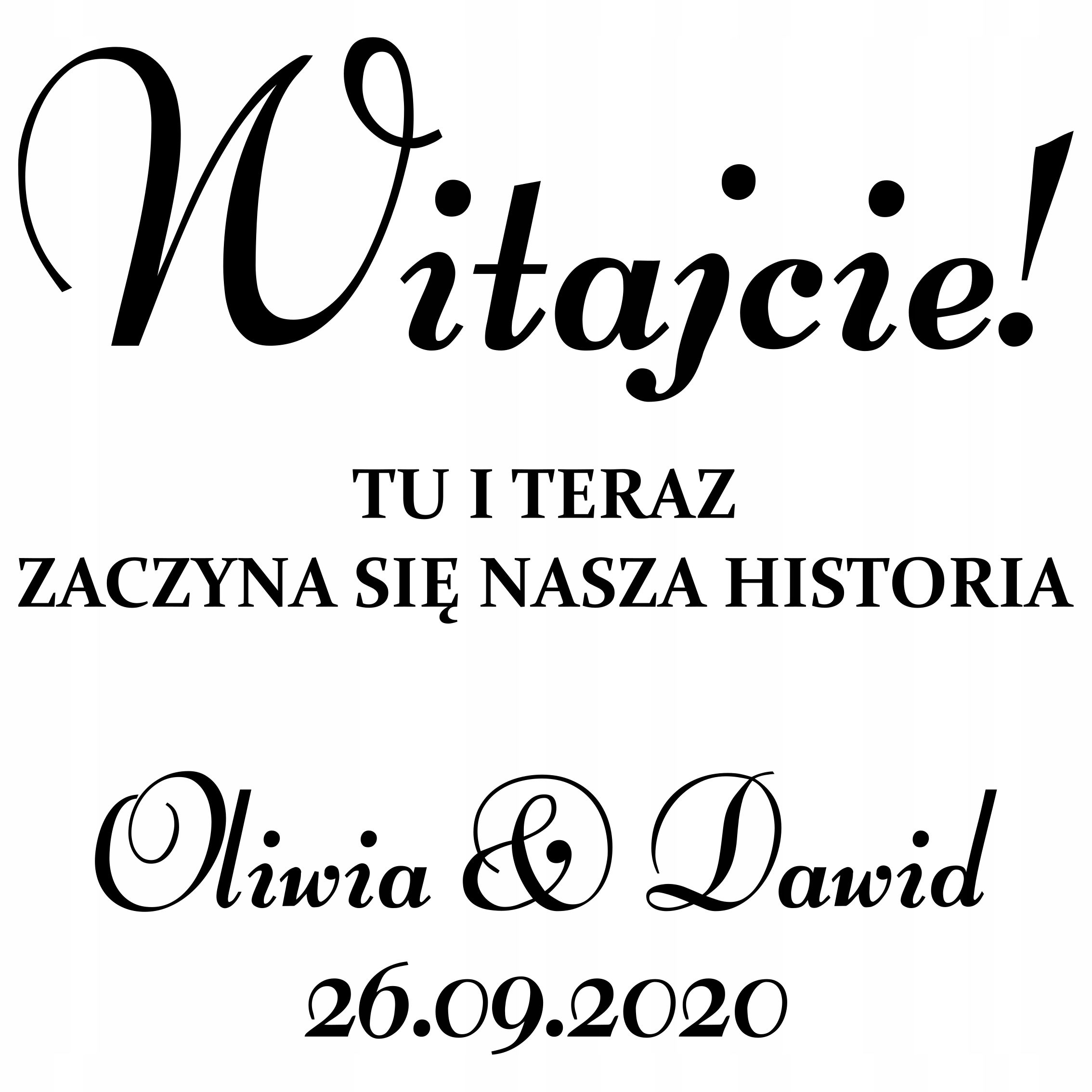 naklejka WITAMY Twoje imiona i data 45x43cm