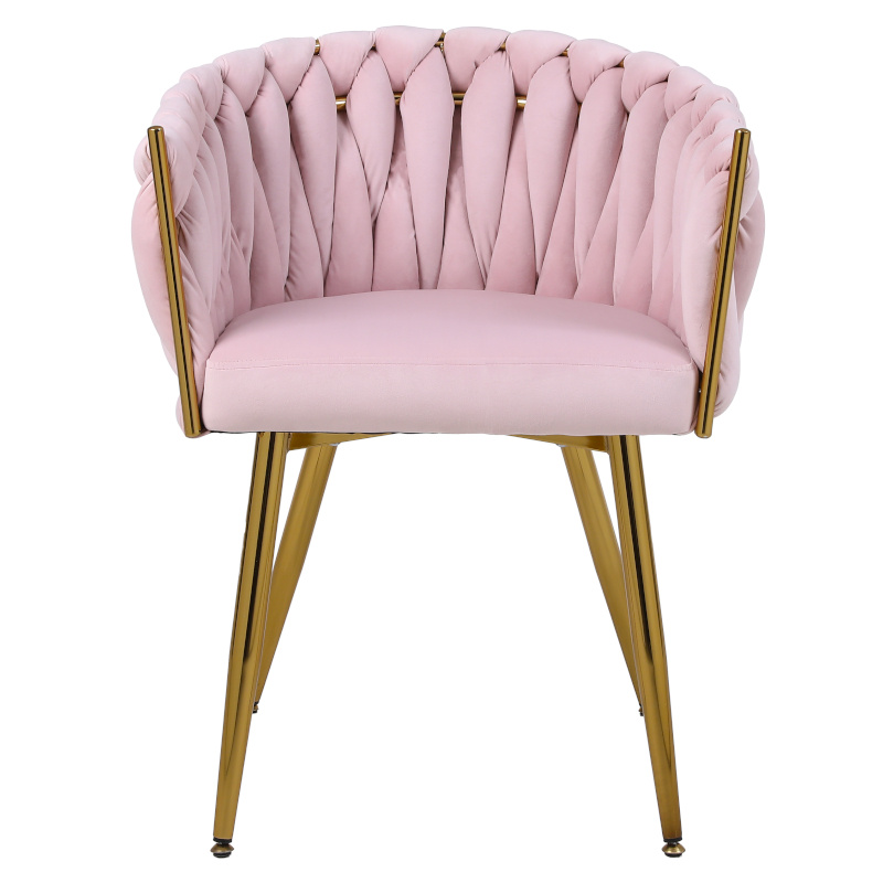 FOTEL KRZESŁO WELUROWE TAPICEROWANE RISO PUDROWY RÓŻ NOGI ZŁOTE Kod producenta RISO-PP-GL