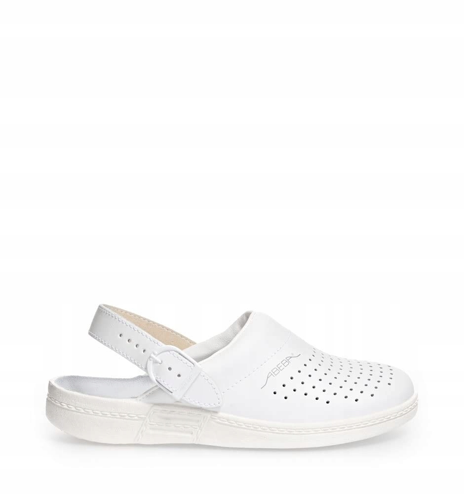 Abeba Clog 5007 oryginalne chodaki gładka skóra białe certyfikowane 40