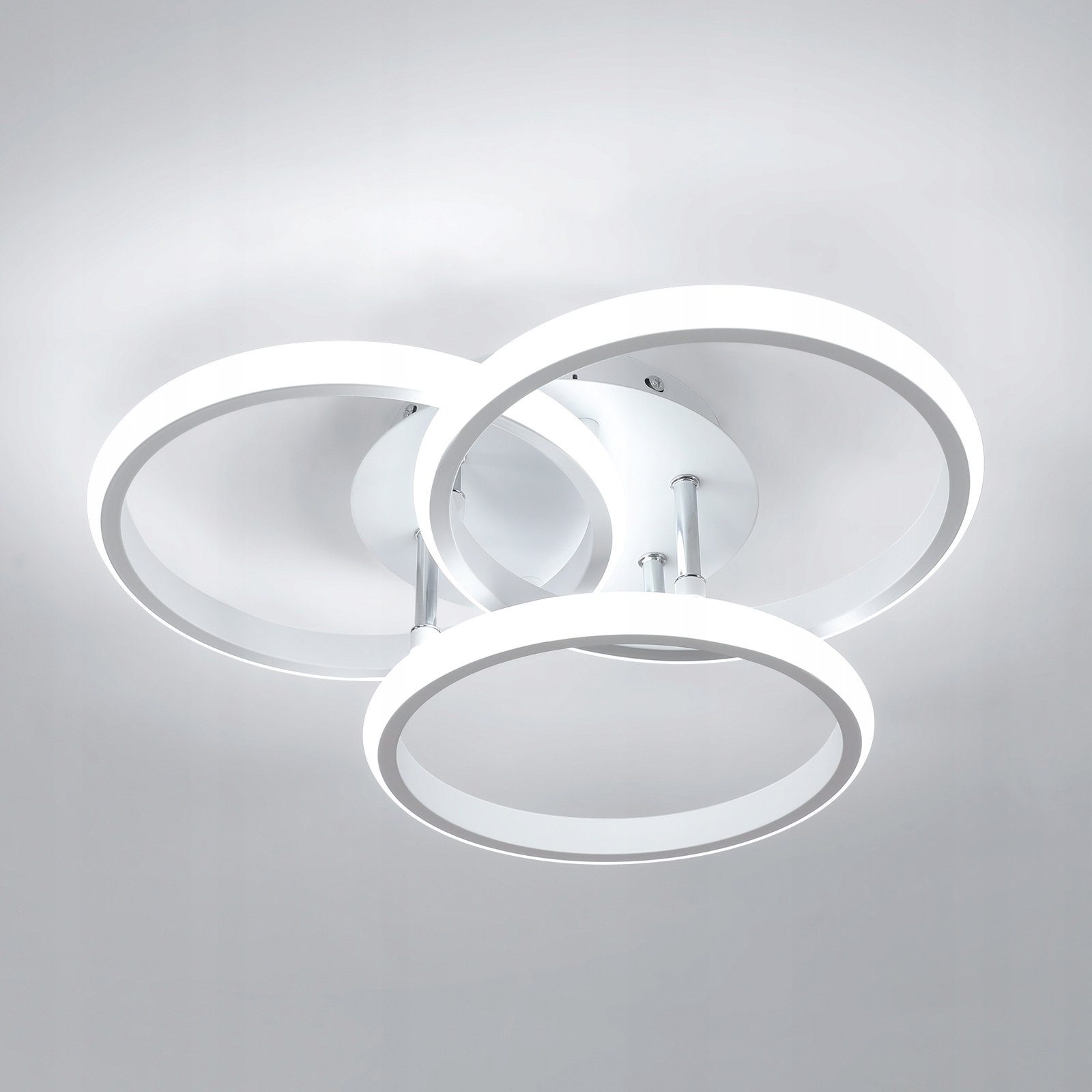 Lampa Sufitowa Led Okragly Żyrandol Nowoczesny Do Salonu Biały 40W 6500K