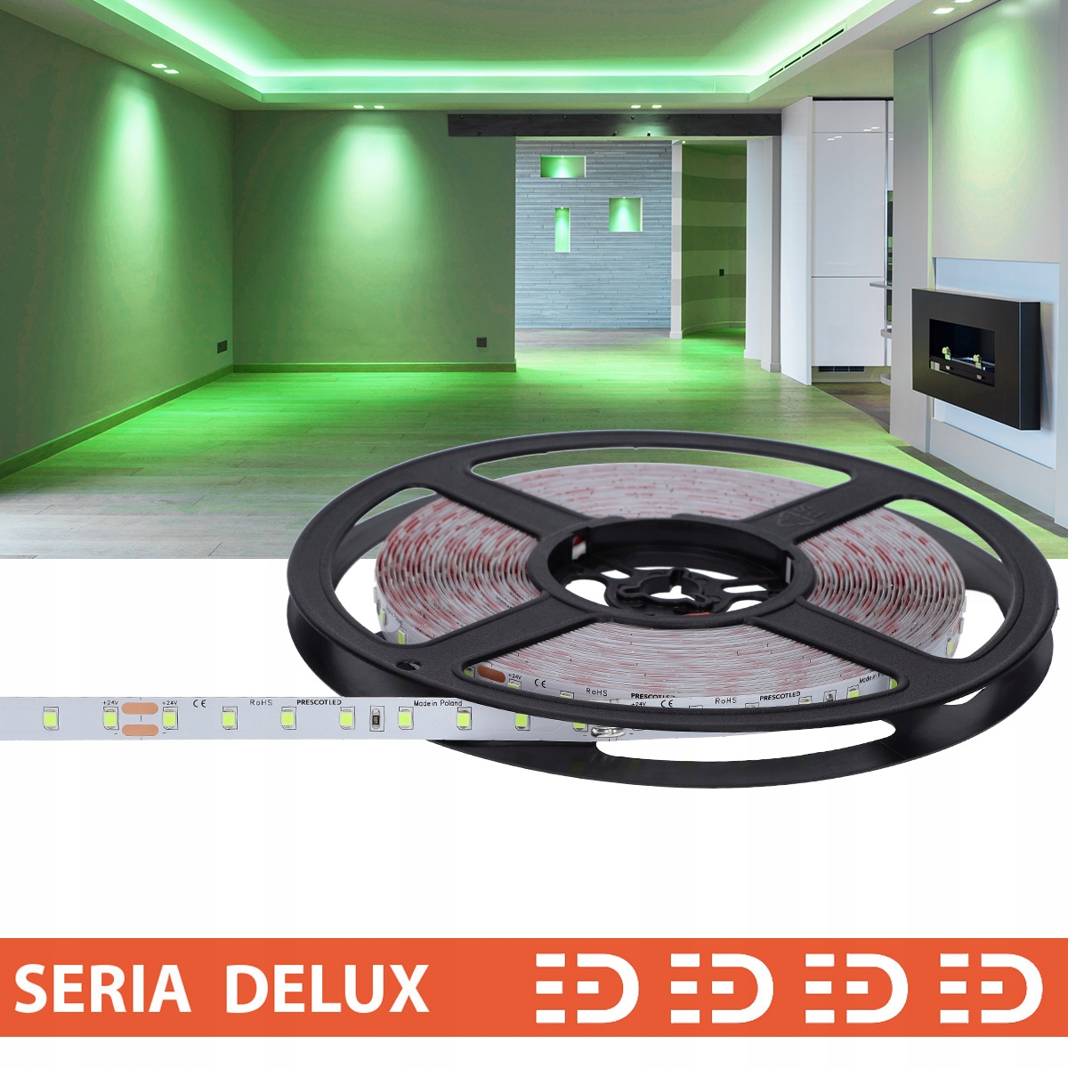 Led pásik|Zelená 480 lm|24V|80 LED/m|SMD2835|Rolka 10 m| 7 rokov záruka