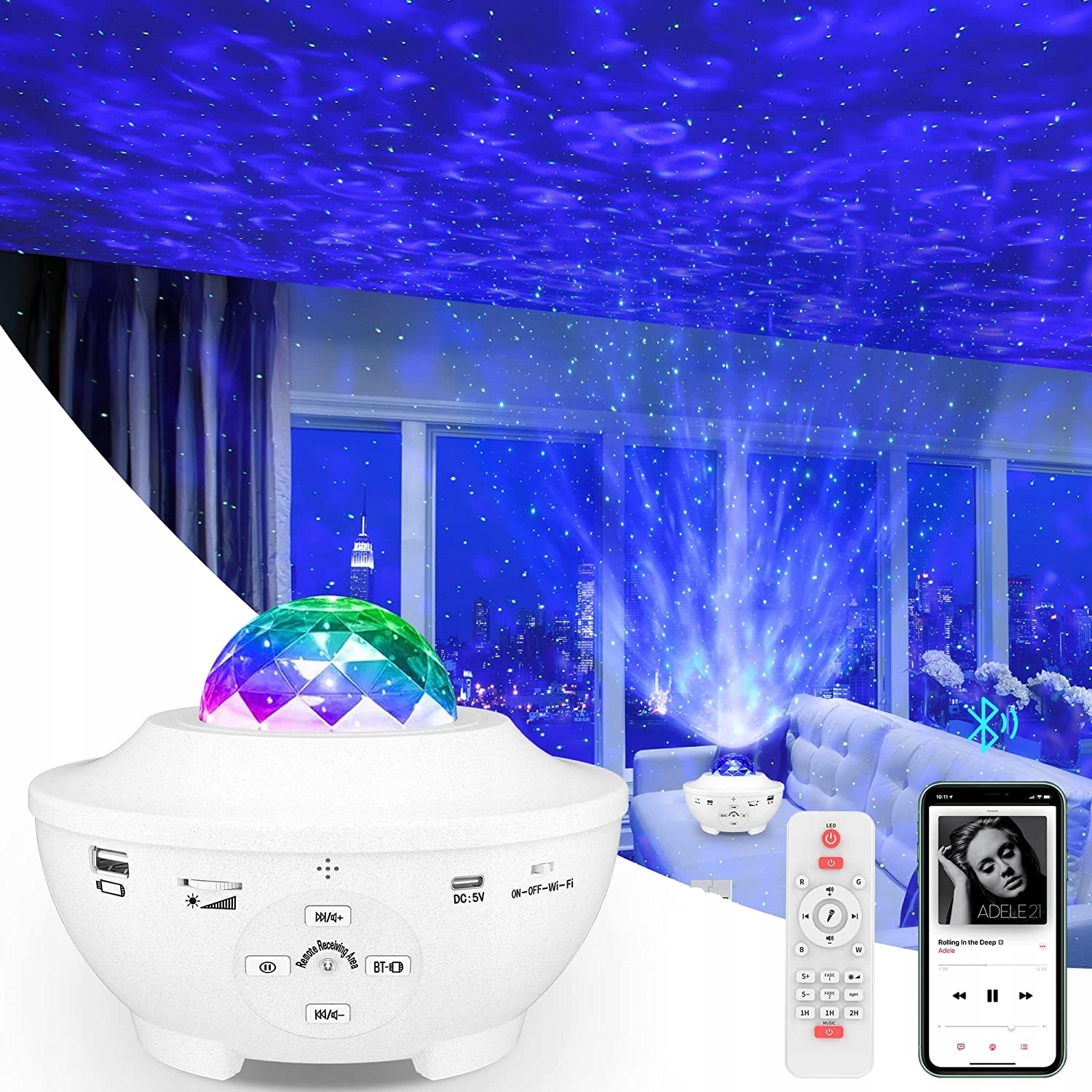 

Projektor Led Fal Oceanicznych Bluetooth Głośnik
