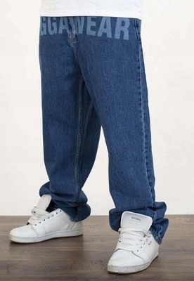 Kalhoty Jigga Wear Baggy Jeans Front Laser Blue