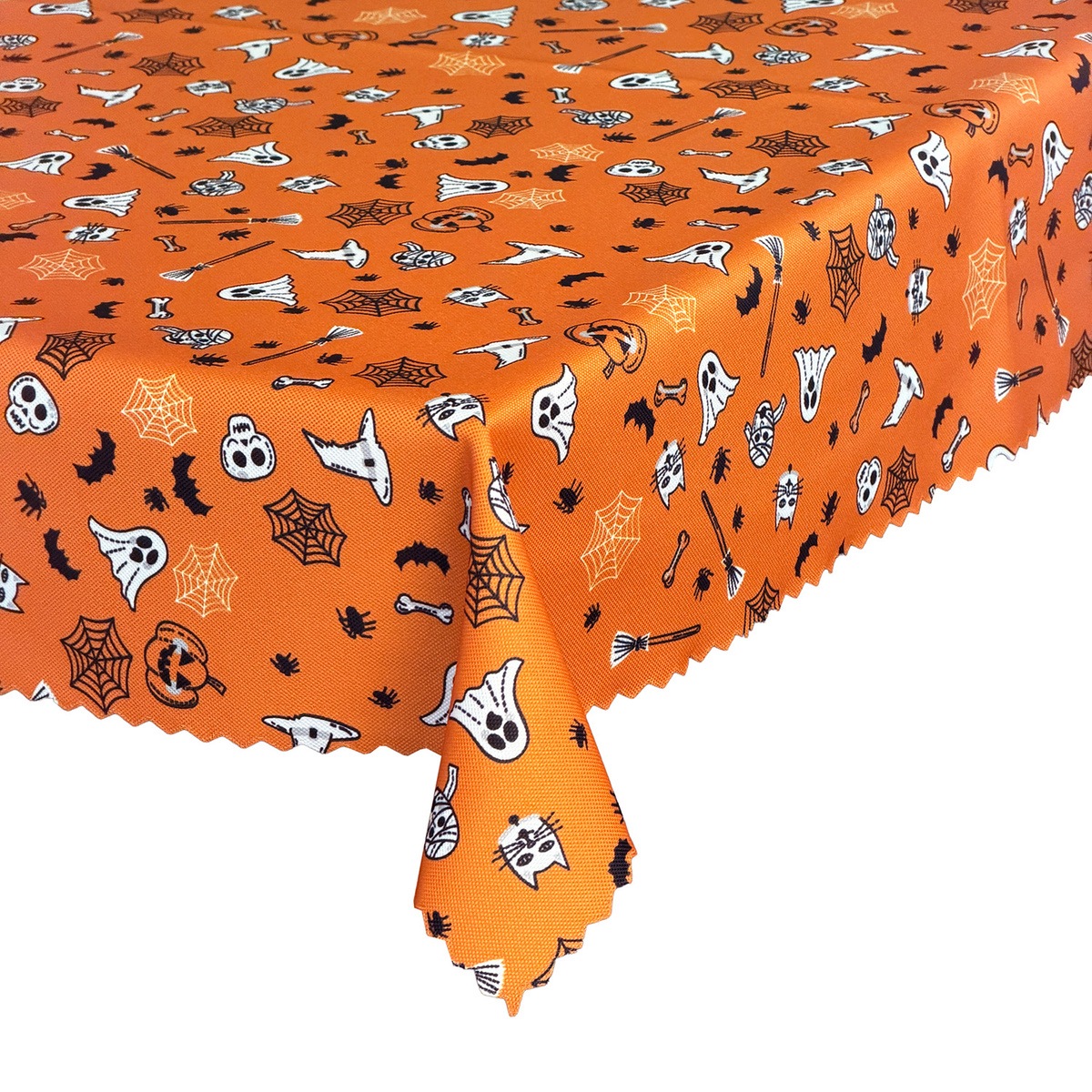 Ohnivzdorný ubrus Podzimní Halloween oranžový Duchové dýně 155x220 cm