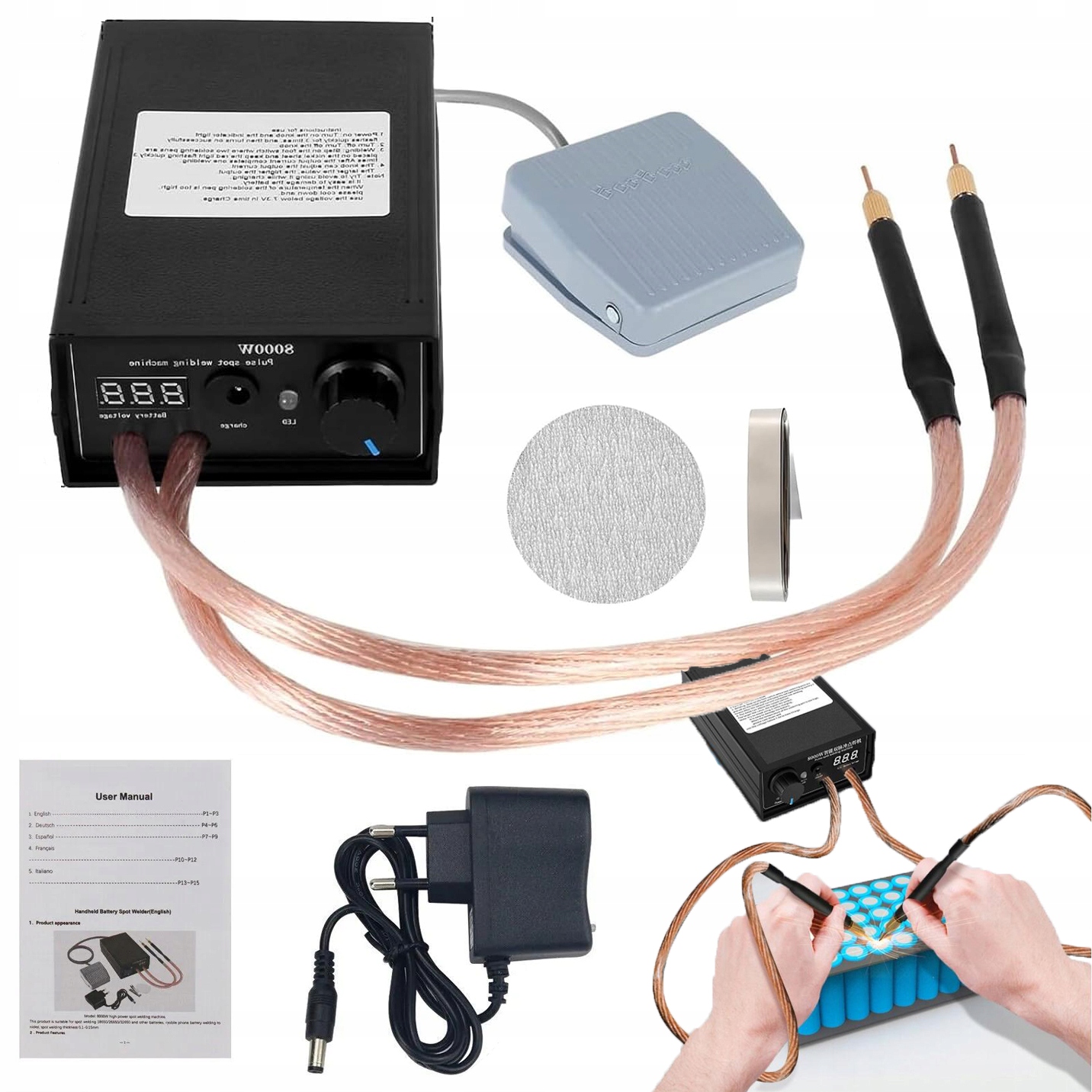 Akumulátorová Bodová Svářečka 18650 S Nožním Pedálem 8000 W