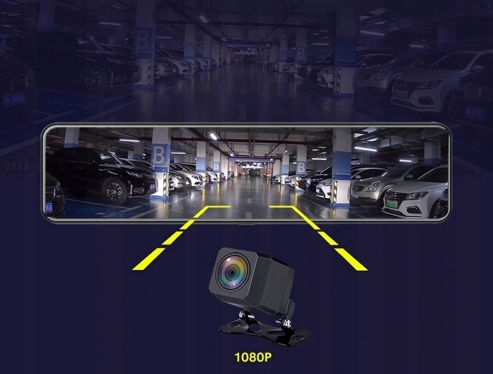Rejestrator Lusterko 3 kamery Android Auto WiFi Kąt widzenia 140°