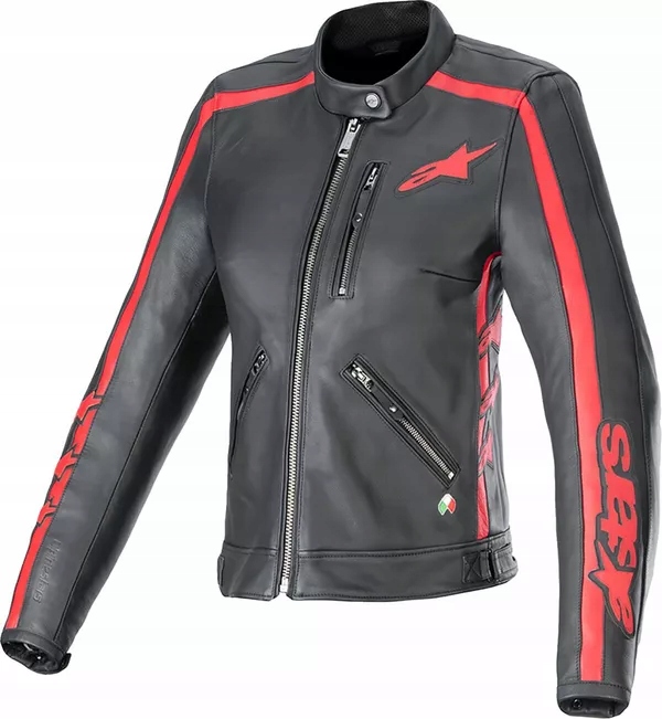 Dámska kožená bunda Alpinestars Stella Dyno čierna/červená Xs