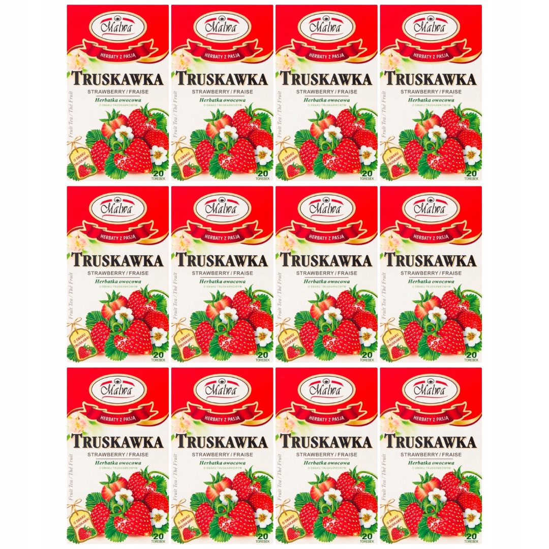 Levně Malwa Ovocný čaj s jahodovou příchutí 40 g (20 x 2 g) x 12 kusů