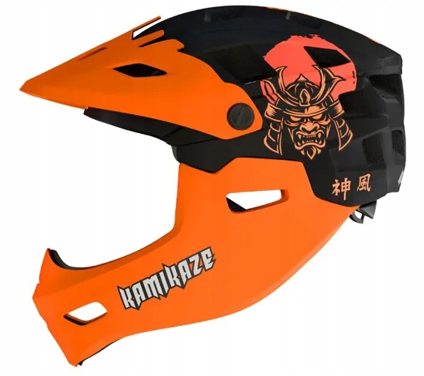 Kask rowerowy szczękowy Kamikaze Ronin Orange Samurai L Czarno-Pomarańczowy