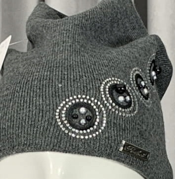 Czapka z perełkami ciemnoszara one size. Marka inna