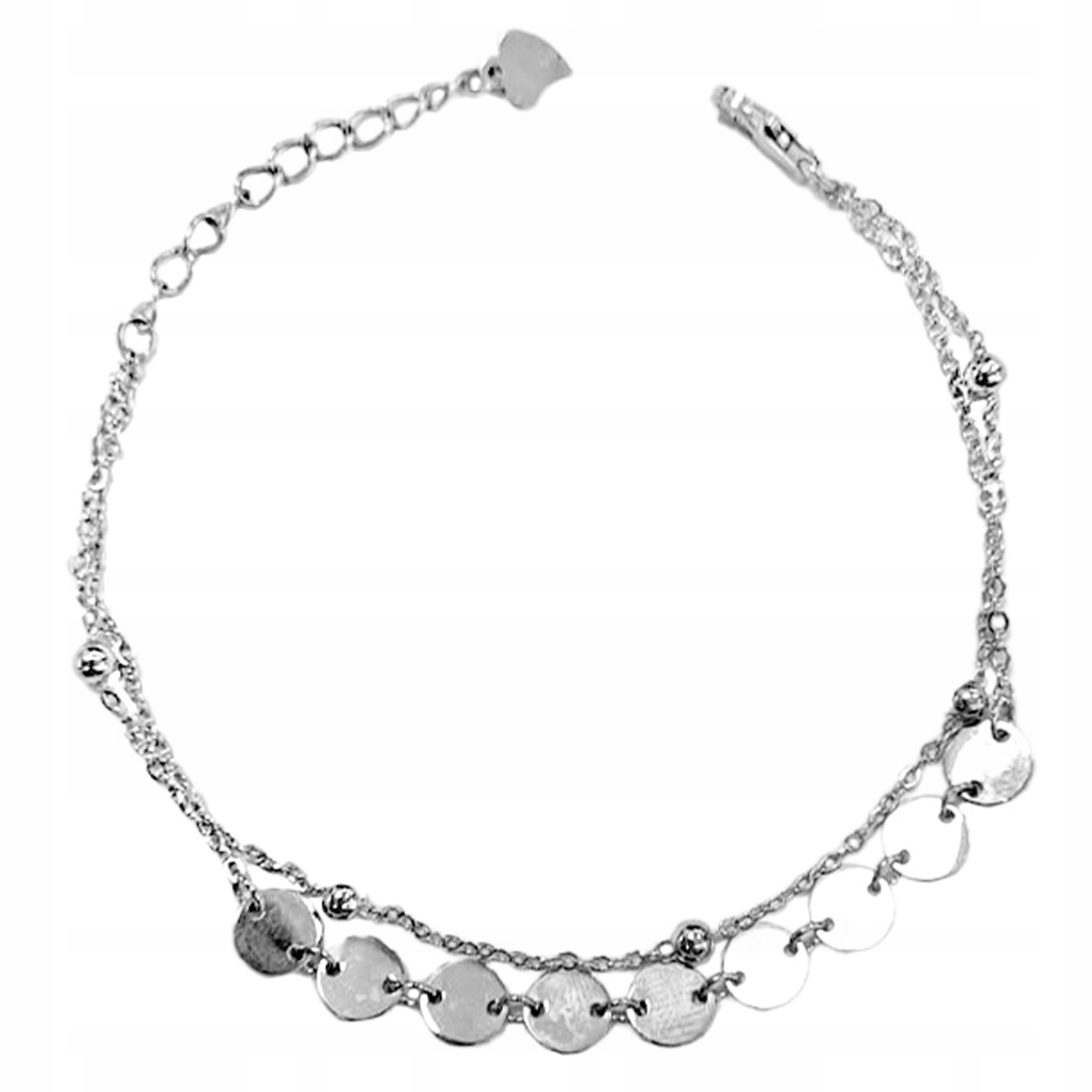 Dvojitý stříbrný náramek 925 s kulatými destičkami a kroužky dárek