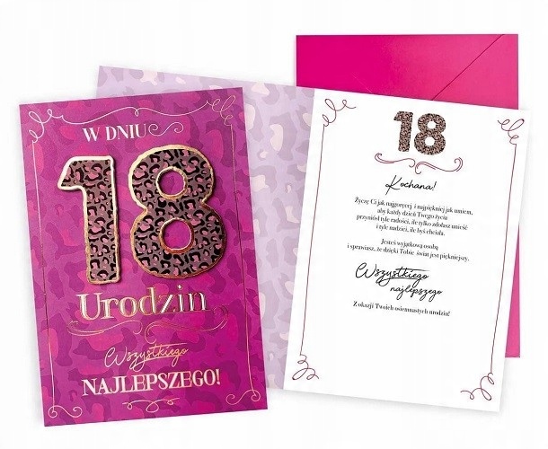 

Kartka na 18 urodziny dla dziewczyny Premium DKP17