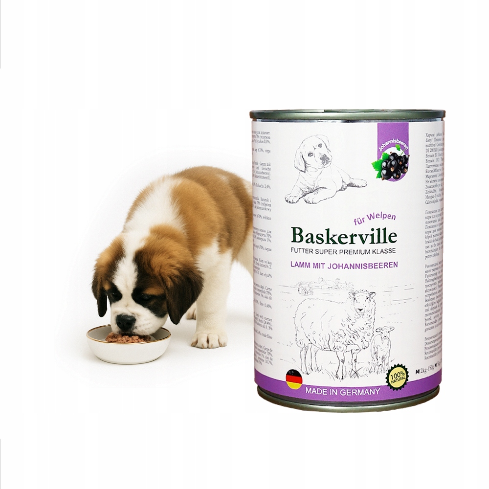 Baskerville Superprémiové vlhké krmivo pro puppy Jehněčí 12x400g