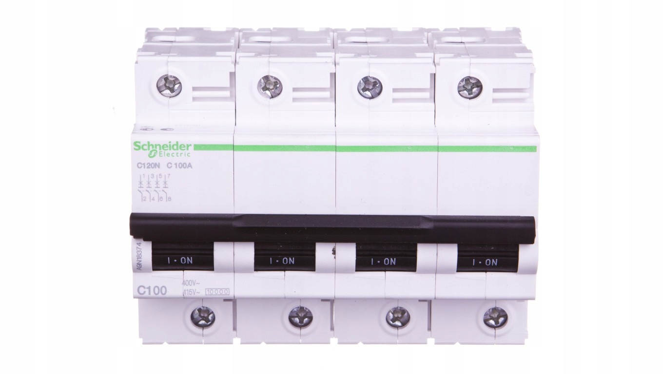 Wyłącznik Nadprądowy 4P 100A C 10kA Schneider C120N Zabezpieczenie A9N18374