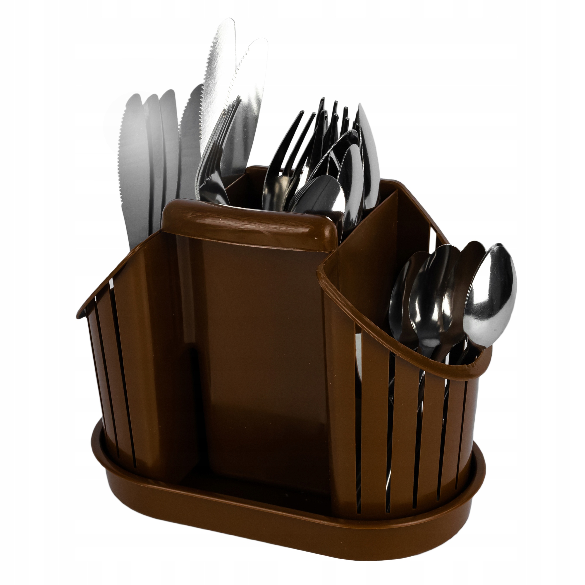 KUCHENNY OCIEKACZ Z PODSTAWKĄ SUSZARKA NA SZTUĆCE BRĄZOWY