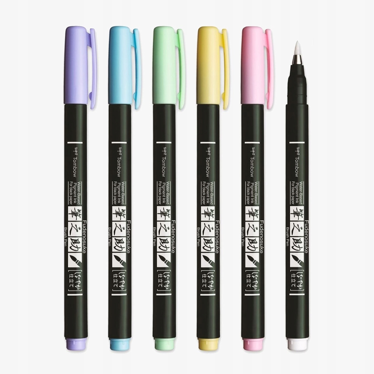 Sada 6 brush penů Tombow Fudenosuke pastelové
