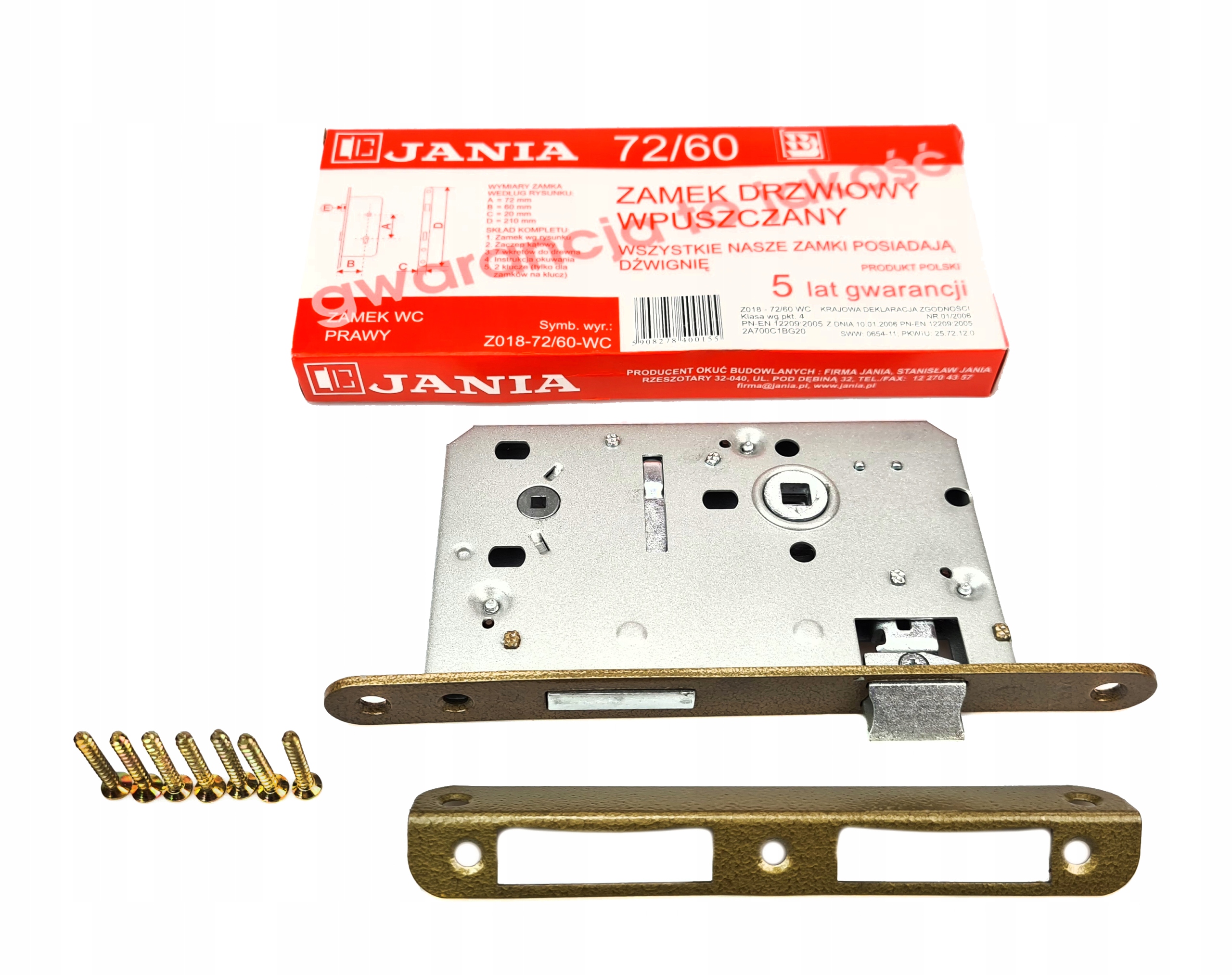 

Zamek Wpuszczany Do Drzwi Jania 72/60 Wc (Z018)