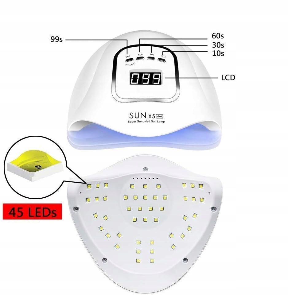 TIMPOU Lampa UV LED Do Paznokci Żelowych 150W Z Sensorem LCD Timerem — miniatura 8