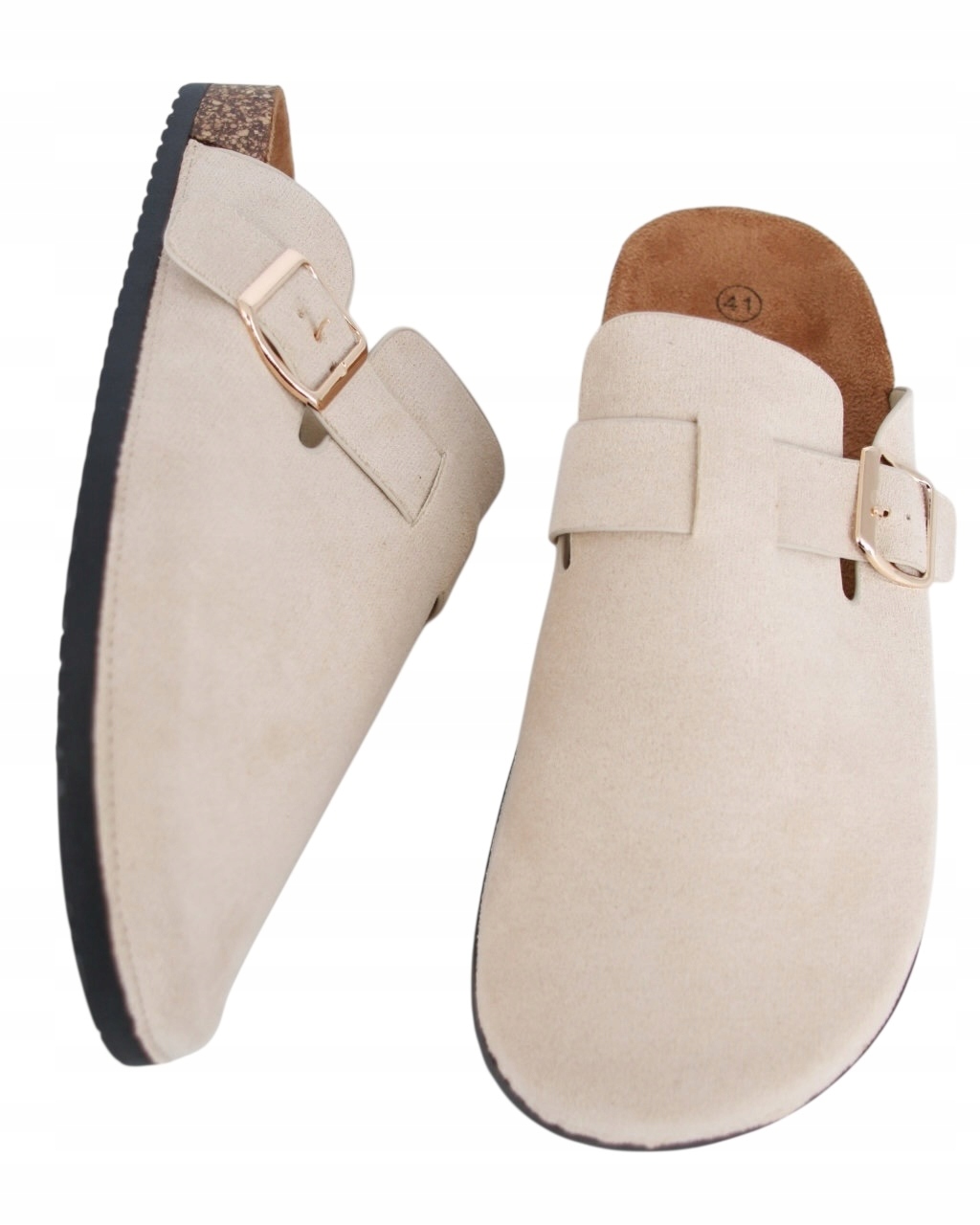 Semišové Mule Dámské Béžové Nazouváky Pohodlné Boty Papuče Velké Velikosti 44