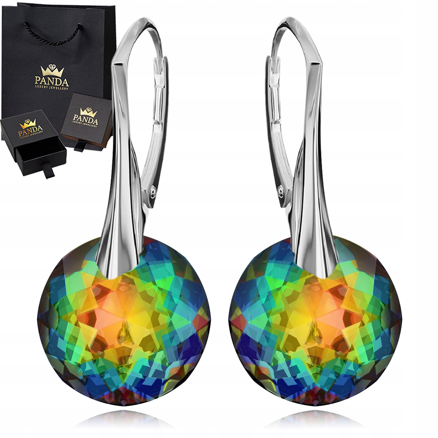 Stříbrné Náušnice pro ženu Kolečka Krystaly Dárek 925 na Valentýna