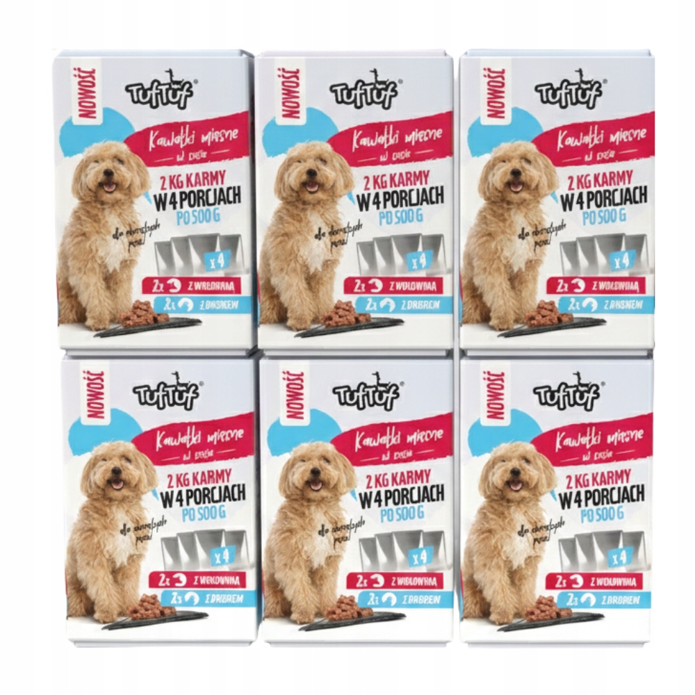 Levně Krmivo Pro Psa Vlhké Krmivo Tuf Tuf Box 4x500G MIX Chutí SÁČEK|24x500G