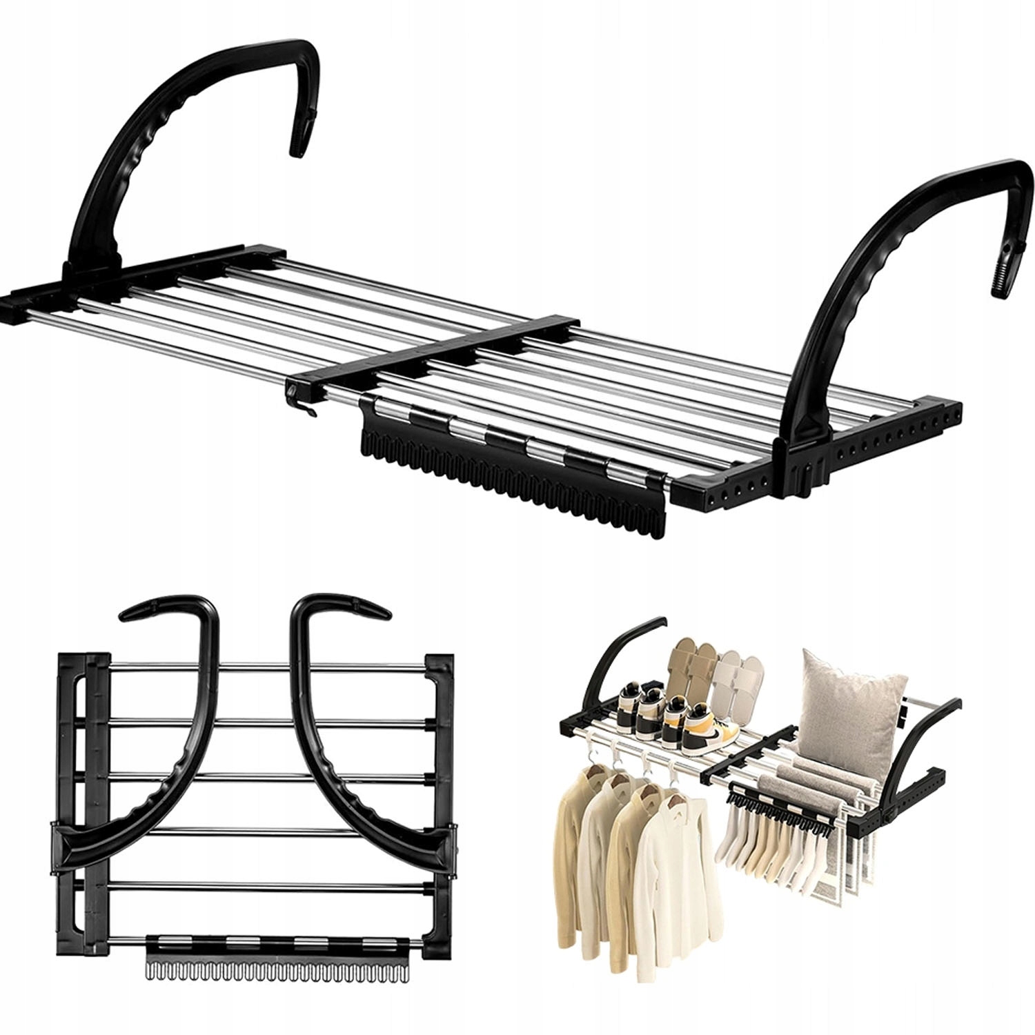 Levně Sušák Na Prádlo Radiátor Balkon Zahrada 64-110 CM