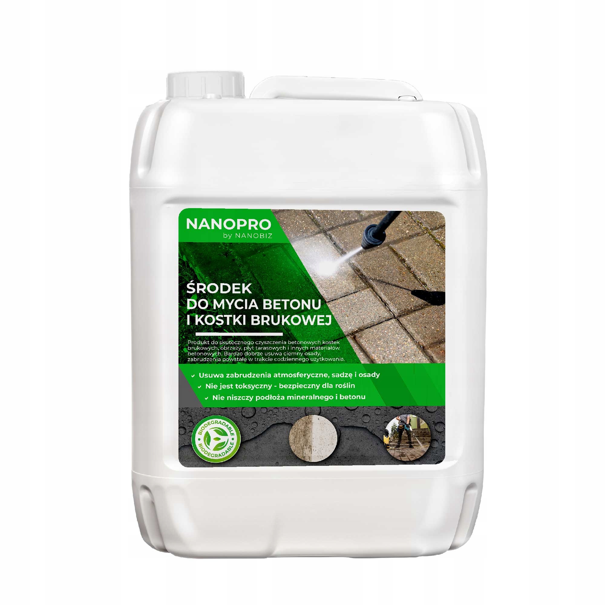 Nanopro bezpieczny dla roślin traw płyn chemia do mycia kostki brukowej 10L