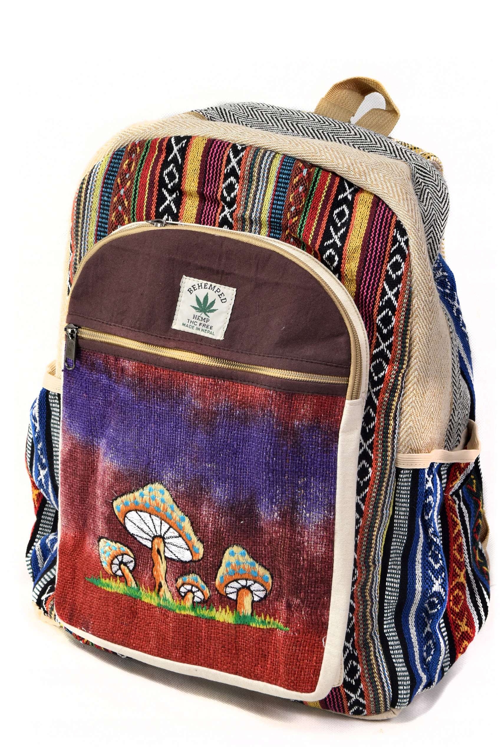 Batoh Hippie Gheri konopný – houbičky handmade Nepál