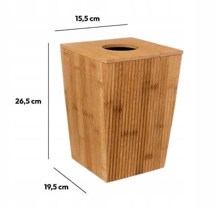 Kosz łazienkowy TENLA, bambusowy, 6L ECO Kolor odcienie brązu i beżu