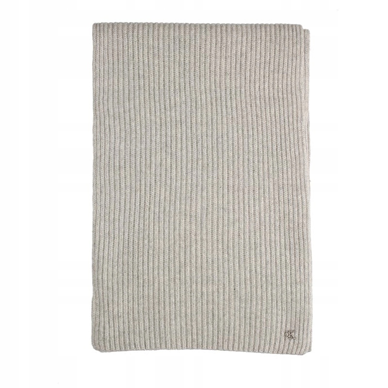 Šedý šátek Calvin Klein LV04D8056GP79001 Vlněný Žebrovaný Šála Světle šedý vřes