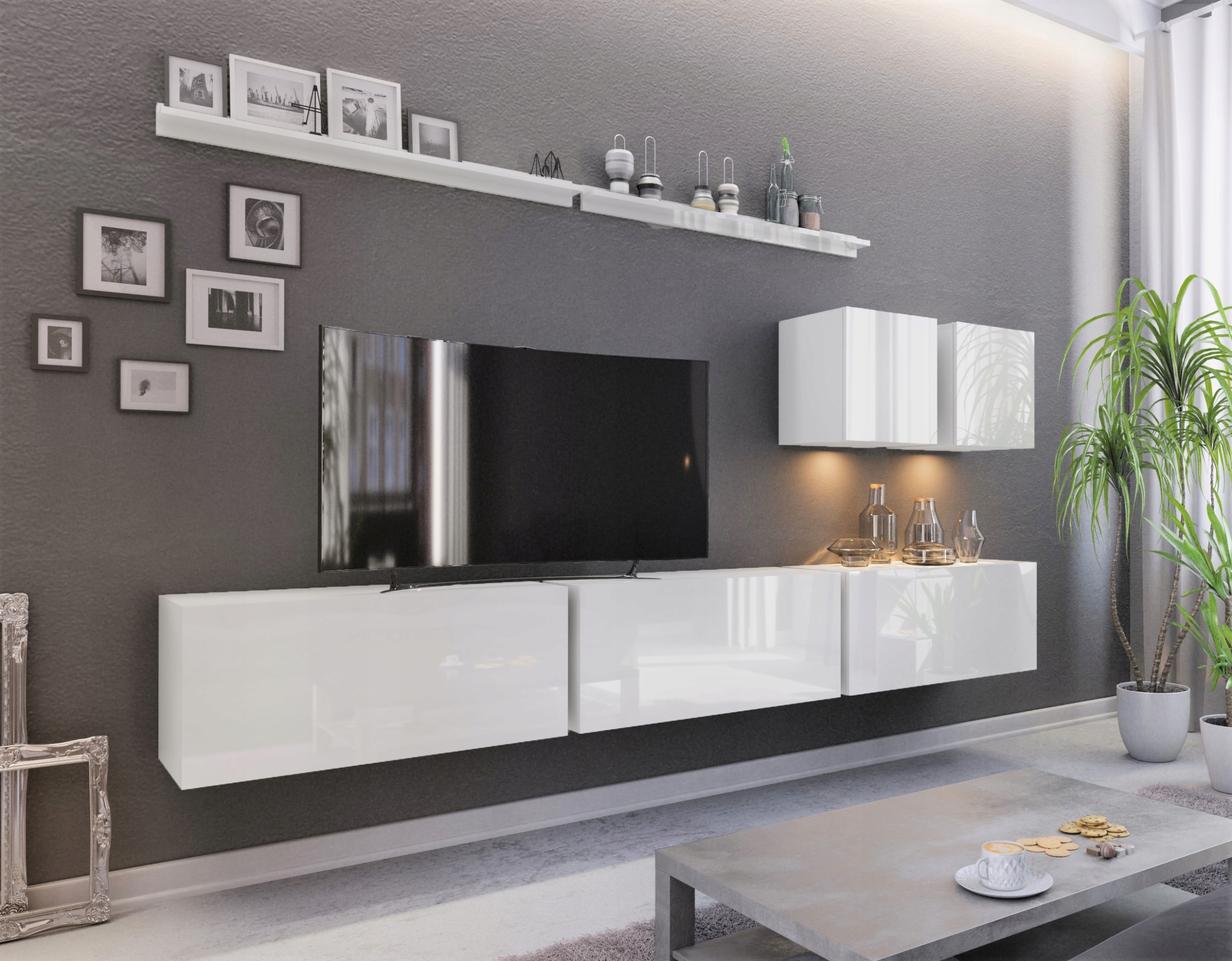 Nábytková Stěna Nábytek Bílý Lesk Moderní FMB7