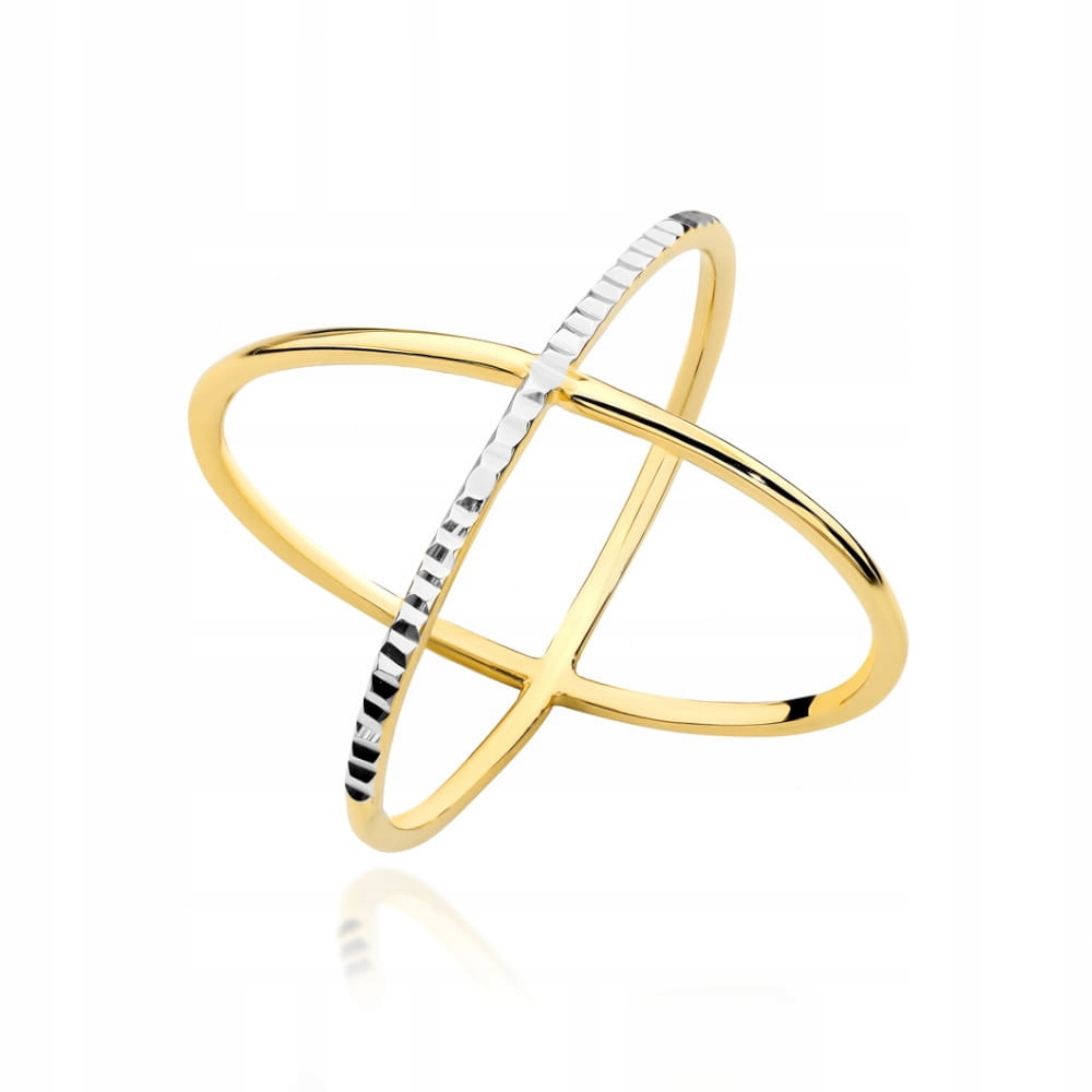 Prstýnek zlatý diamantový 585 14k, váha 2.27 g, žluté a bílé zlato