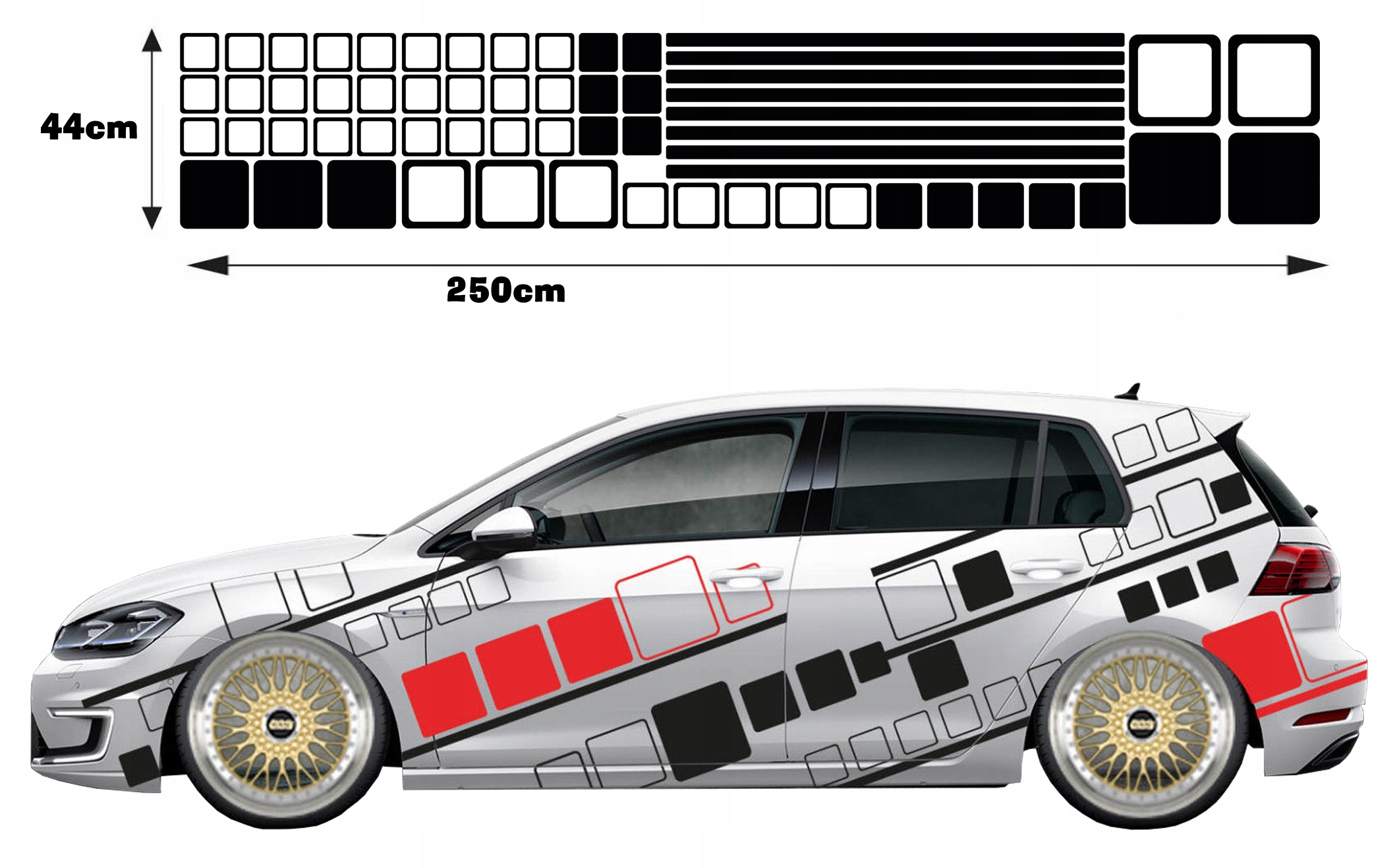 Samolepky na auto Motiv Čtverce 2 listy Barvy