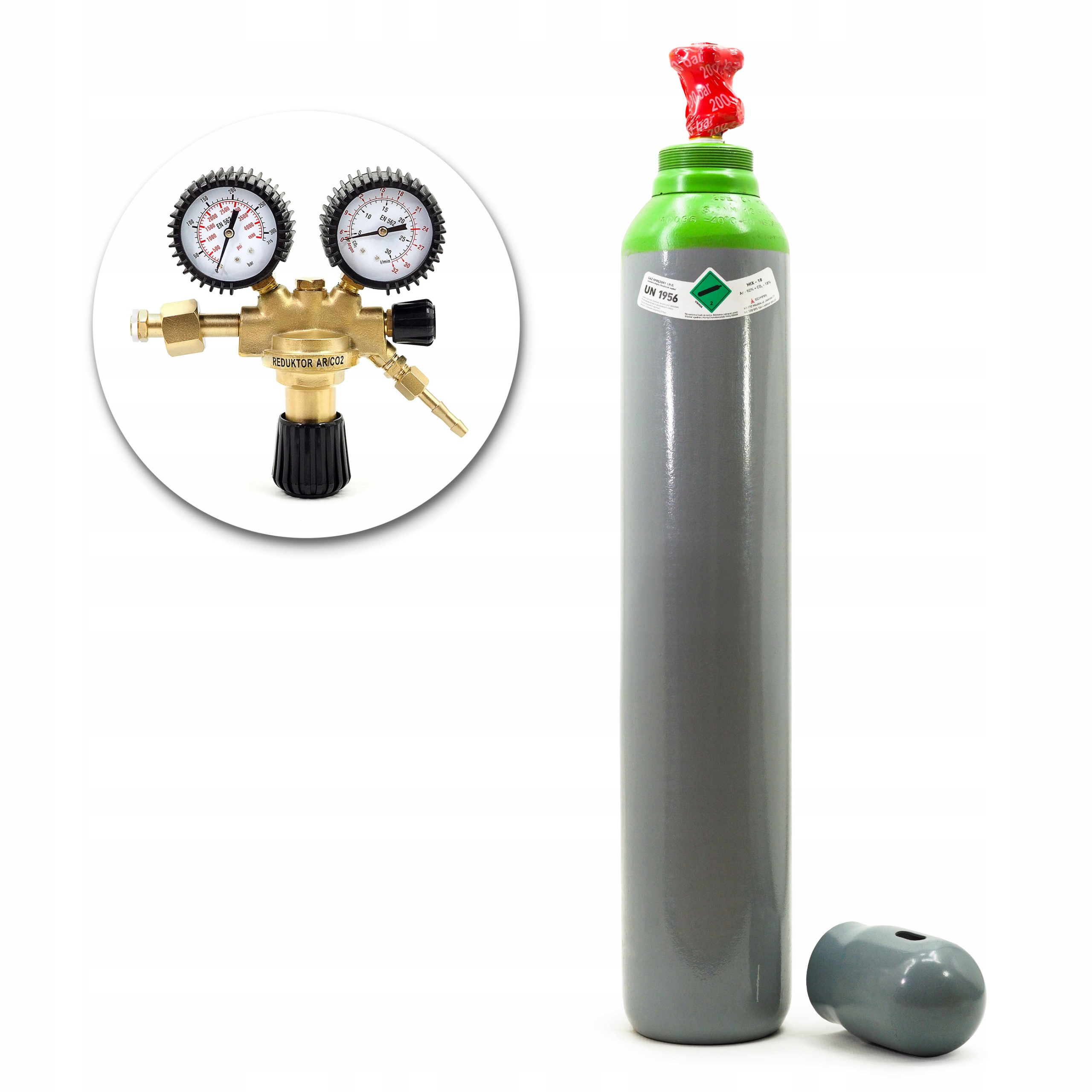 ZESTAW BUTLA MIX ARGON CO2 10L + REDUKTOR Ar/CO2 (BUTLA MIX ARGON CO2