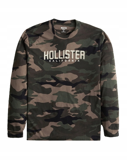 lehká mikina Hollister s dlouhým rukávem maskáčový camo XL