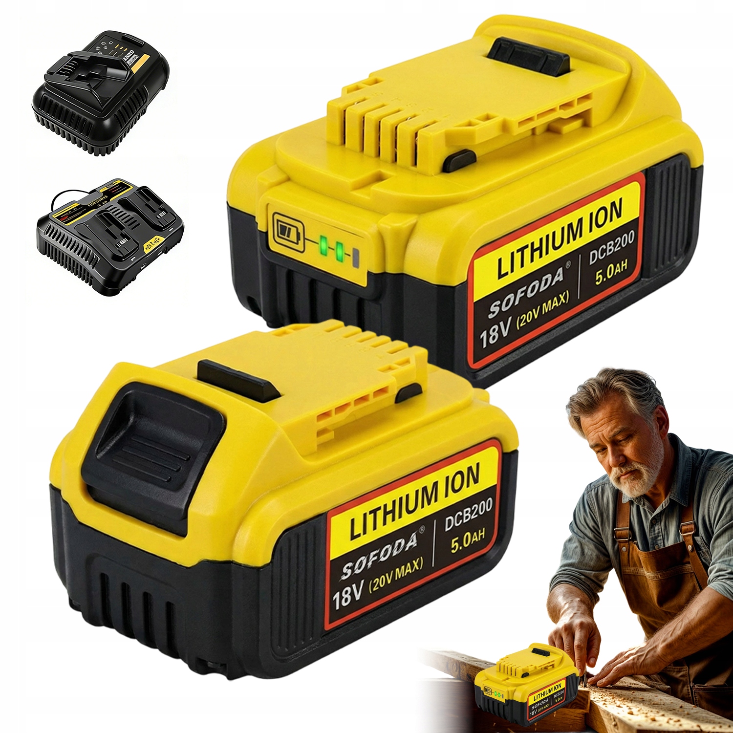 2 Akumulátory 5000MAH 18V Pro Dew DCB181 DCB182 DCB183 DCB200