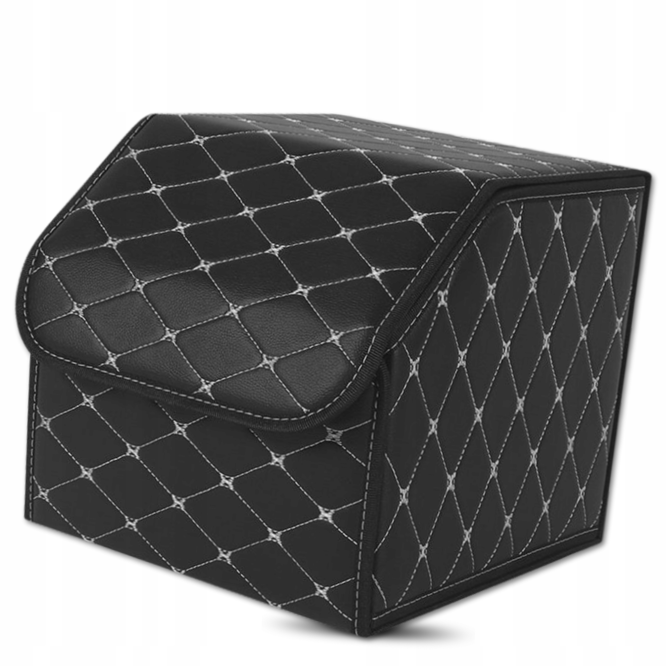 Organizer do bagażnika samochodowego ekoskóra kuferek pojemnik pikowany