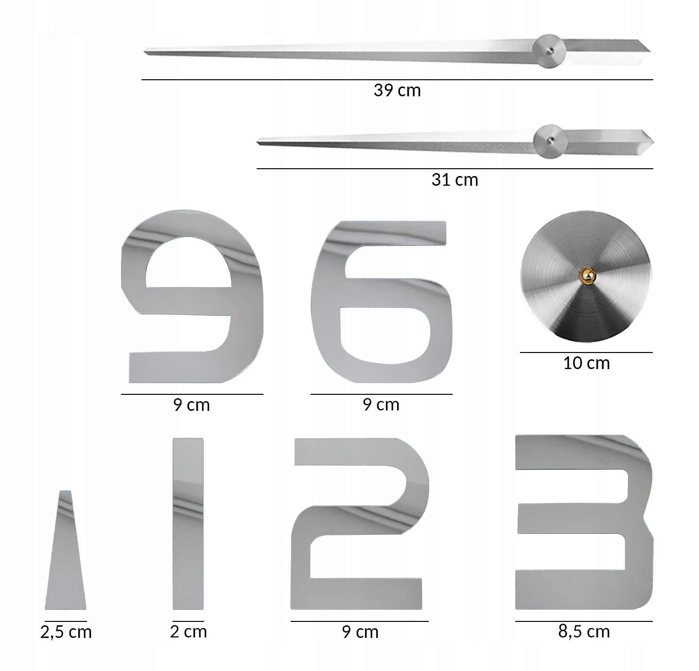 DUŻY ZEGAR ŚCIENNY 3D NAKLEJANY ŚCIANĘ 70-130CM Marka inna