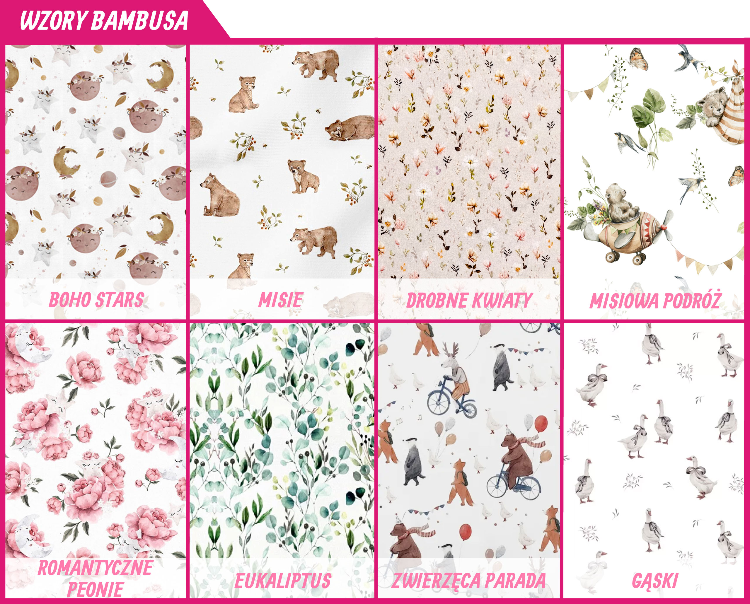 Pościel BAMBUSOWA do wózka 50X70 TKANINA BAMBUS 100% Długość poduszki 25 cm