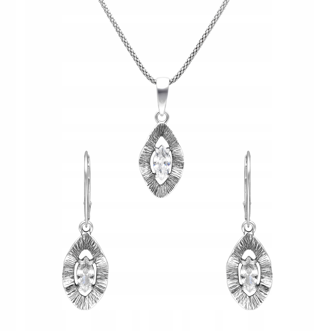 Stříbrný komplet s bílým zirkonem dárek náušnice přívěsek stříbro 925