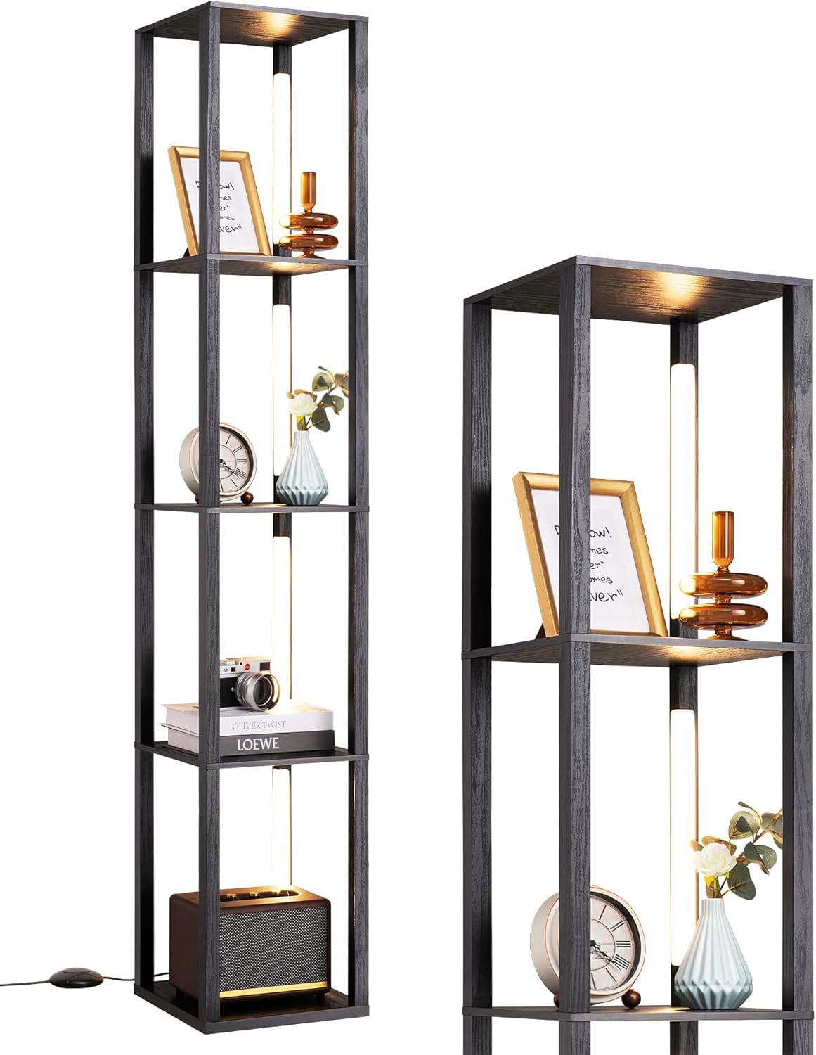 Led Podlahová Lampa S Policami 2V1, Moderná, 163 CM