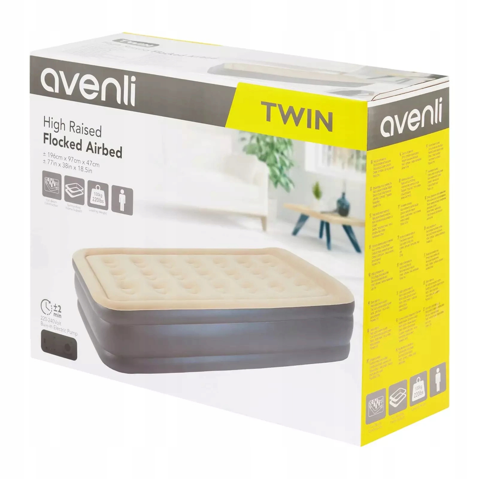 MATERAC DMUCHANY JEDNOOSOBOWY Z PODUSZKAMI ŁÓŻKO SAMOPOMPUJĄCY DO SPANIA Typ jednoosobowy