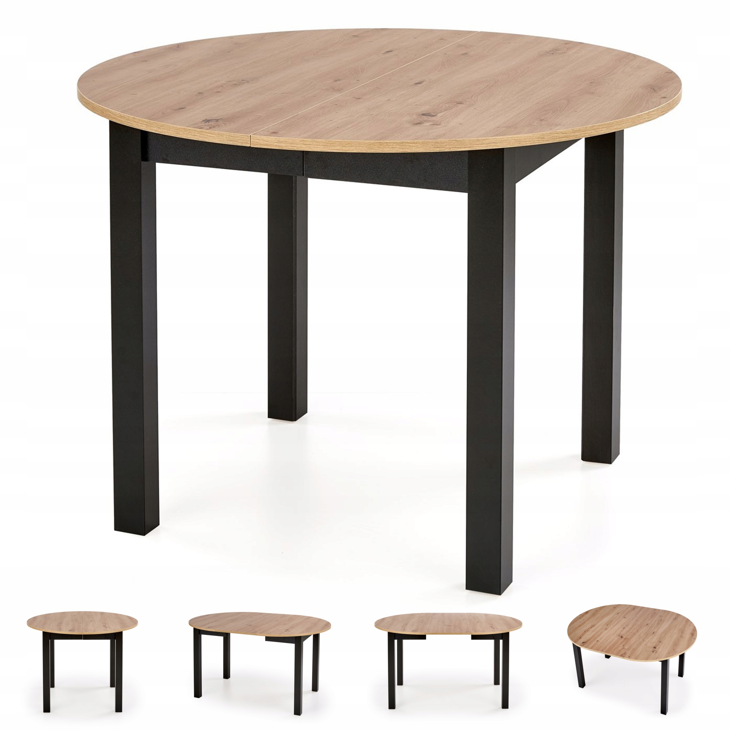 stůl kulatý rozkládací Rapallo Ø102 cm do kuchyně obývacího pokoje dub artisan černý