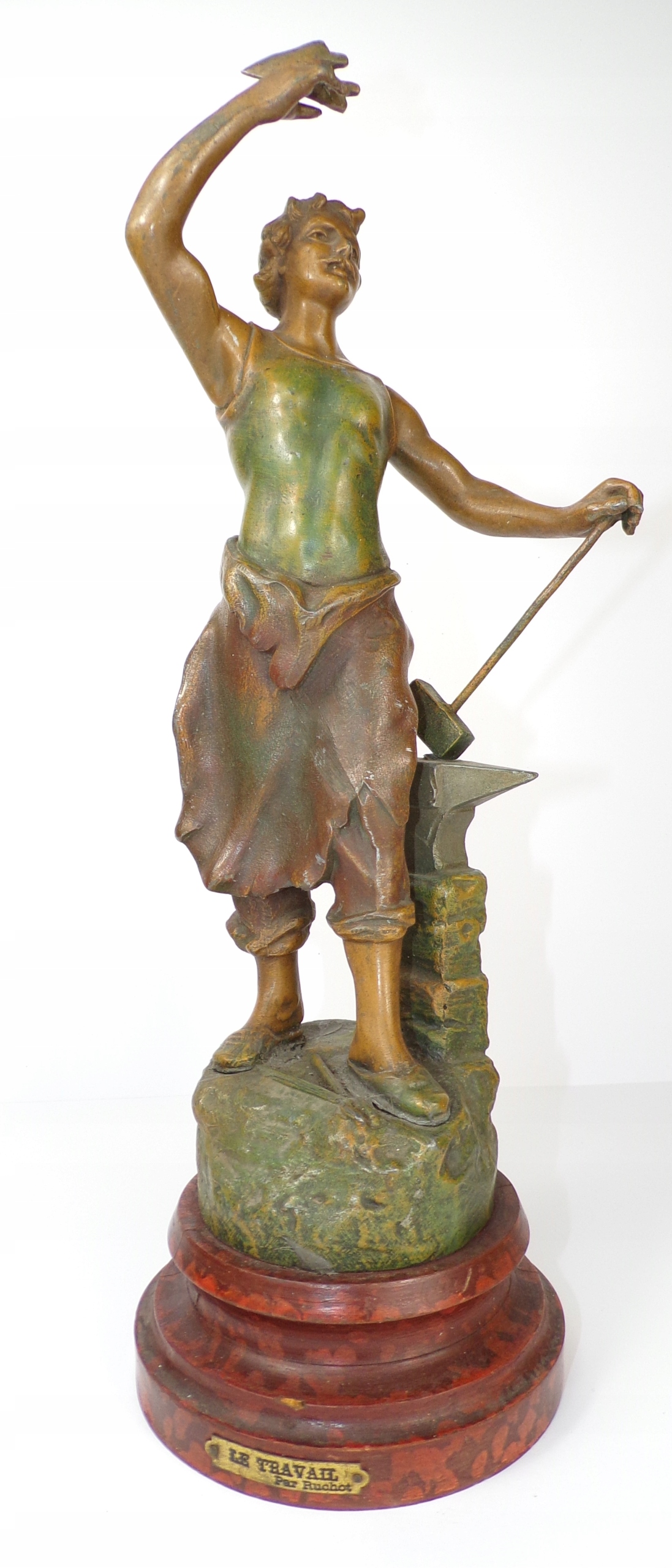 FIGURA KOWALA Z CYNKALU SYGNOWANA CHARLES RUCHOT 42 CM NR 528B