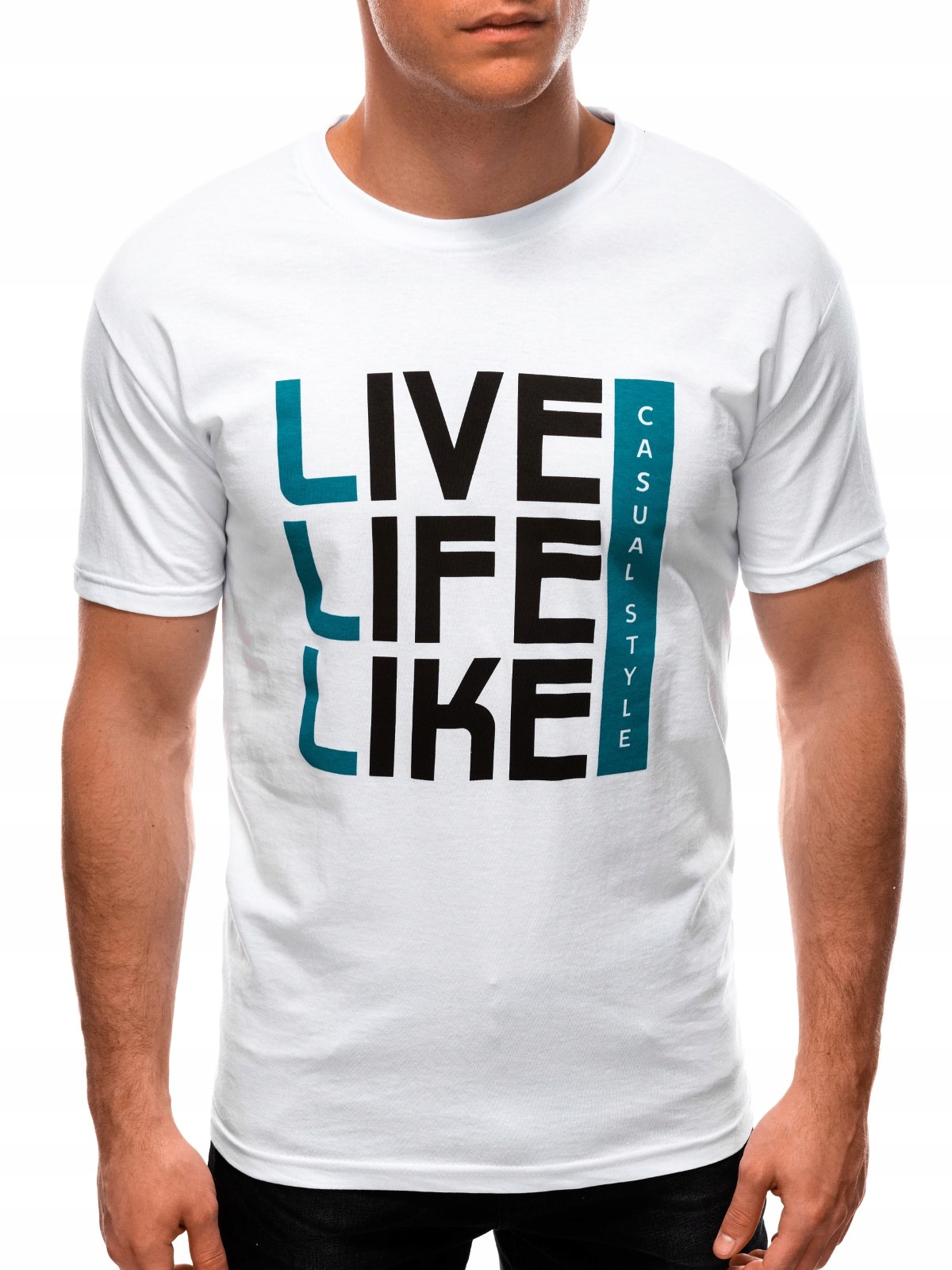 

T-shirt męski z nadrukiem 1569S biały L