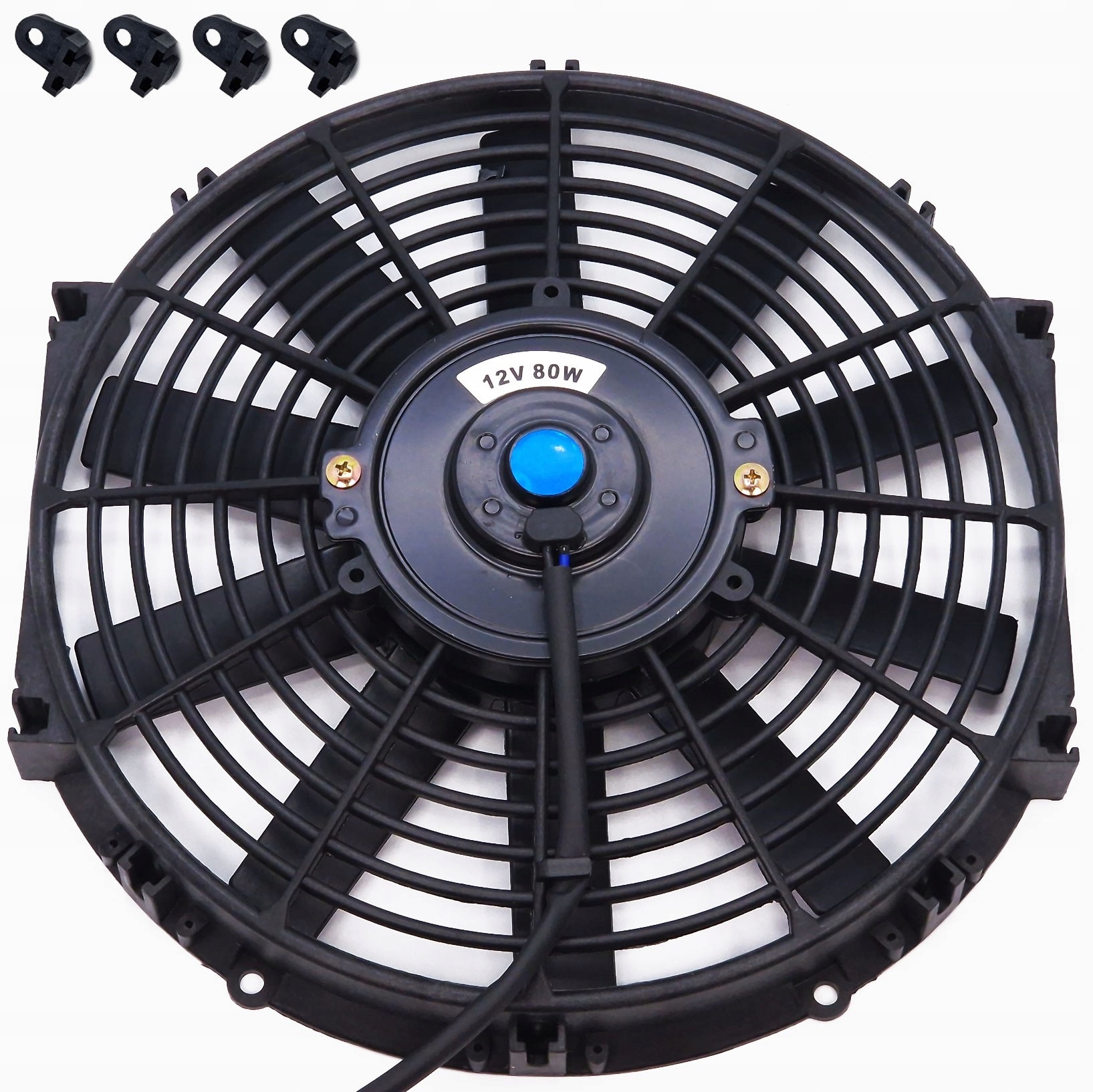 CIENKI WENTYLATOR CHŁODNICY 12V TŁOCZĄCY PŁASKI WIATRAK SAMOCHODOWY 30cm