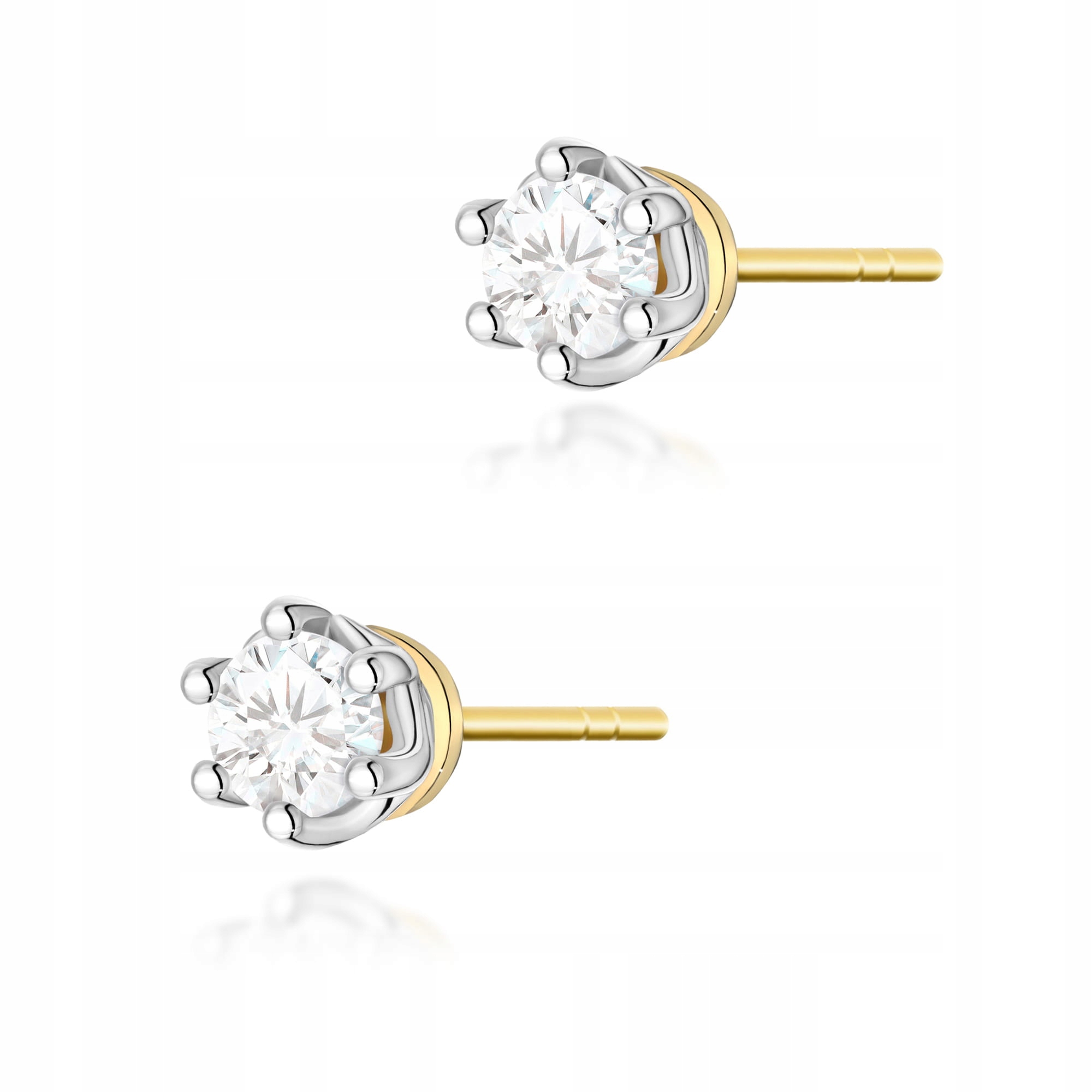 Náušnice zlaté 585 diamanty s bílým zlatem na Valentýna 1.5g diamanty 14k