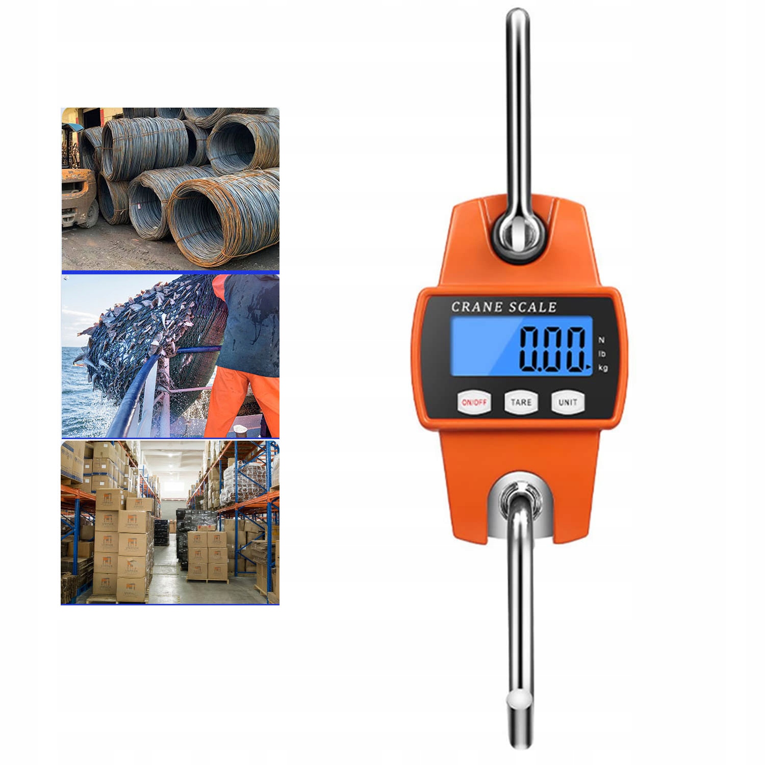 LCD Waga Hakowa Dźwigowa Wędkarska Wisząca 300kg 660lb