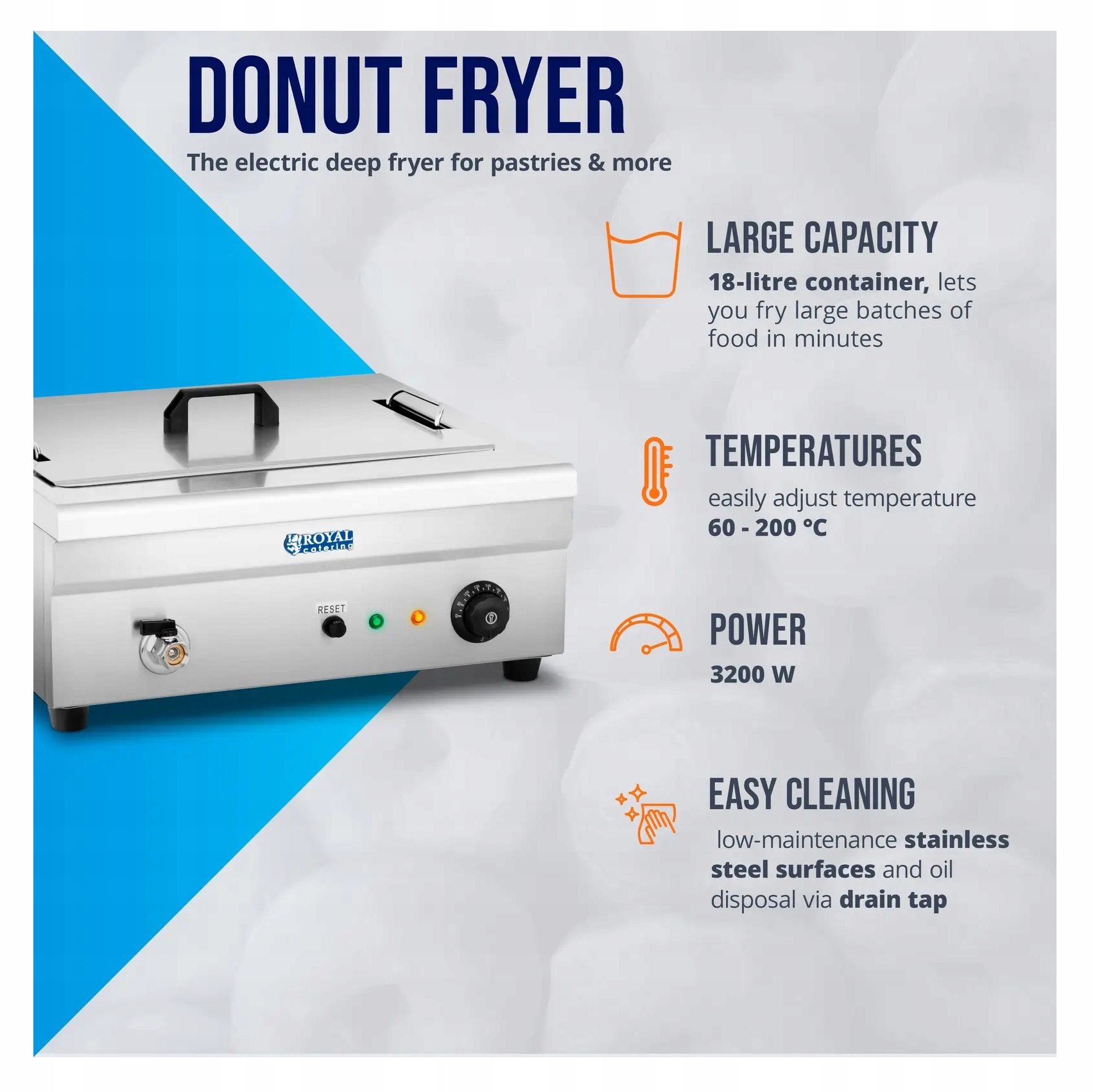 Frytownica Smażalnik Gastro 18L 3200W Royal Catering RCBG-18STHB 10011173